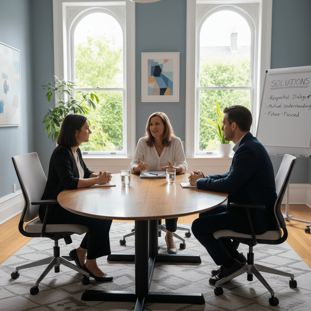 Family mediation session in professional environment