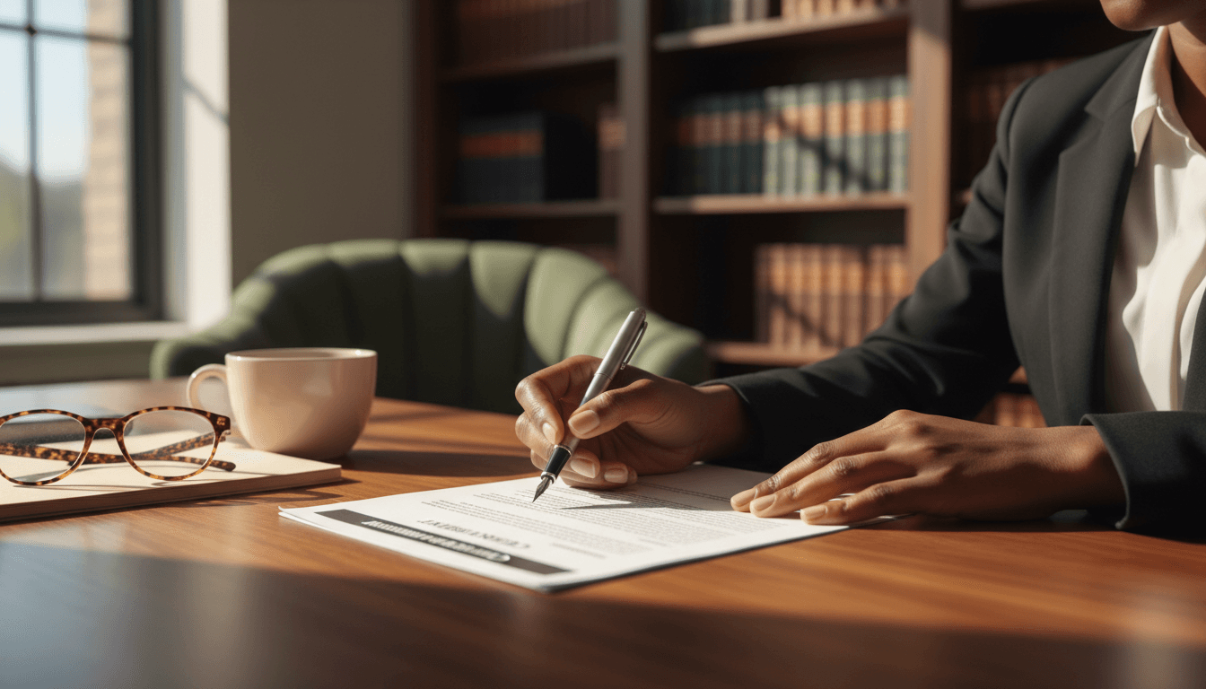 Consultant reviewing civil litigation case strategy documents