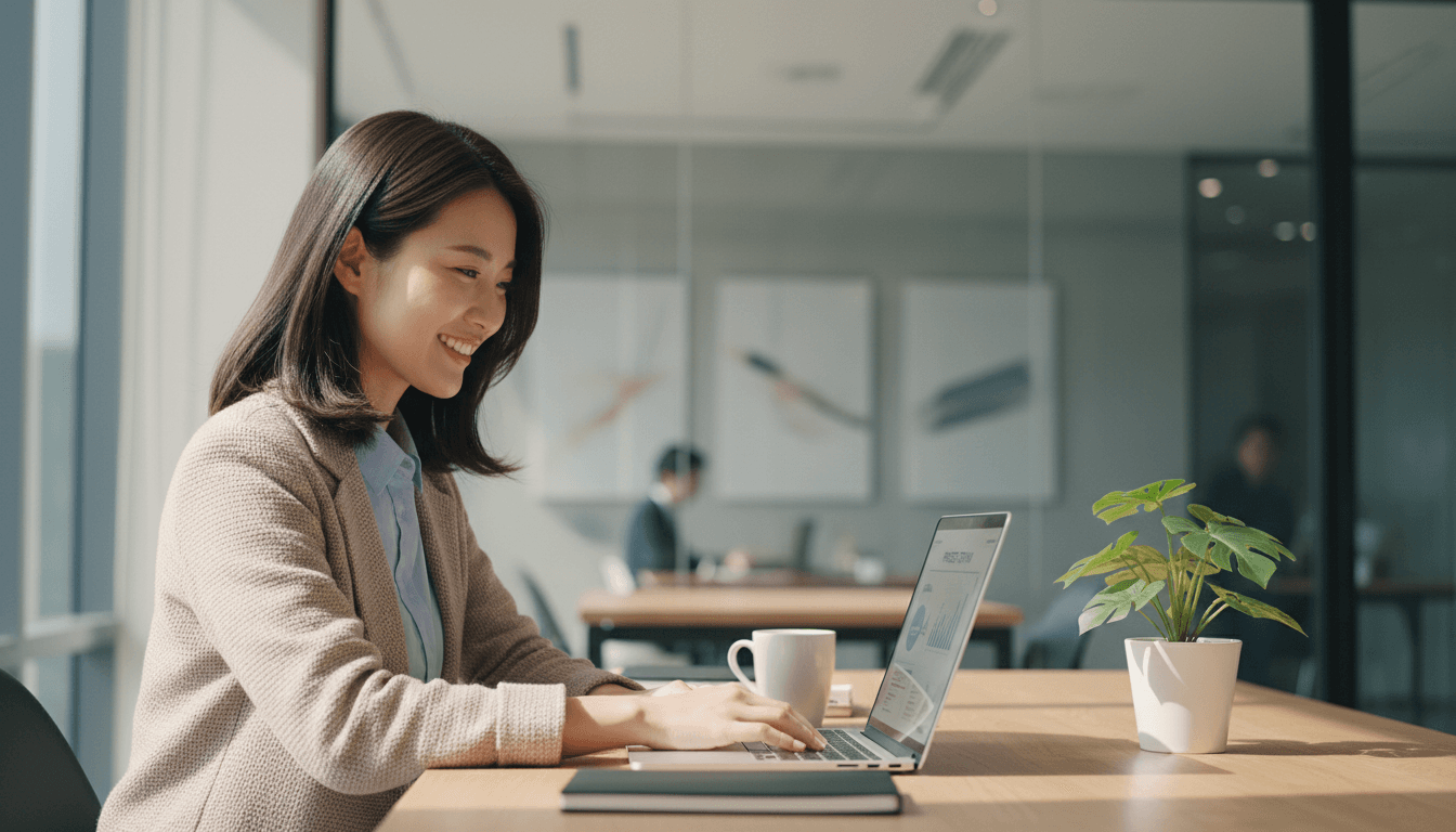 Professional reviewing consultancy documents with confident expression
