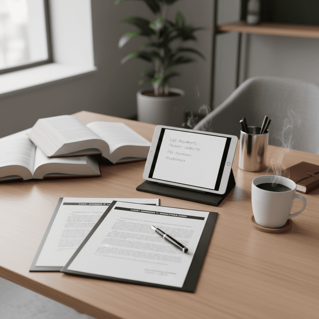 Consultant preparing civil litigation case materials for court